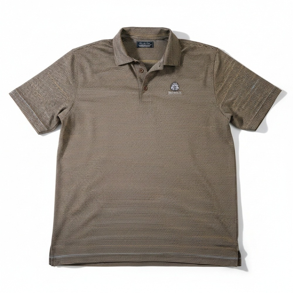 Straight Down Mens‎ Palmilla Golf Polo Shirt Brown Stripe Short Sleeve XL